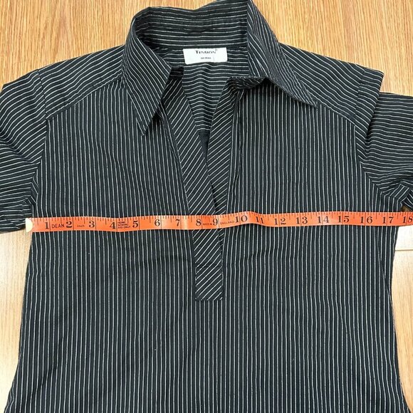 Vintage Tension Made in Italy Pinstripe Blouse Black - S - Picture 13 of 16